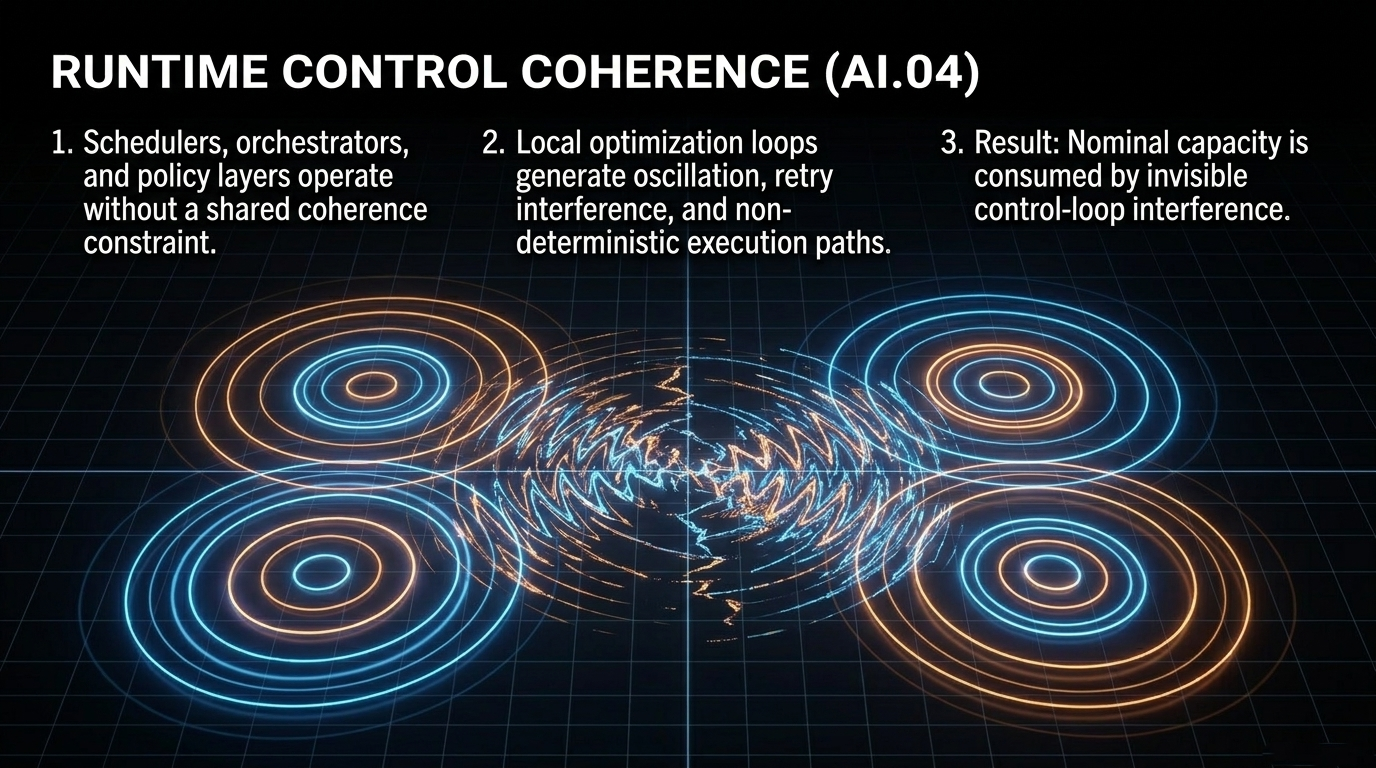 AI.04 Runtime Control Coherence: locally optimized control loops can compose into global instability