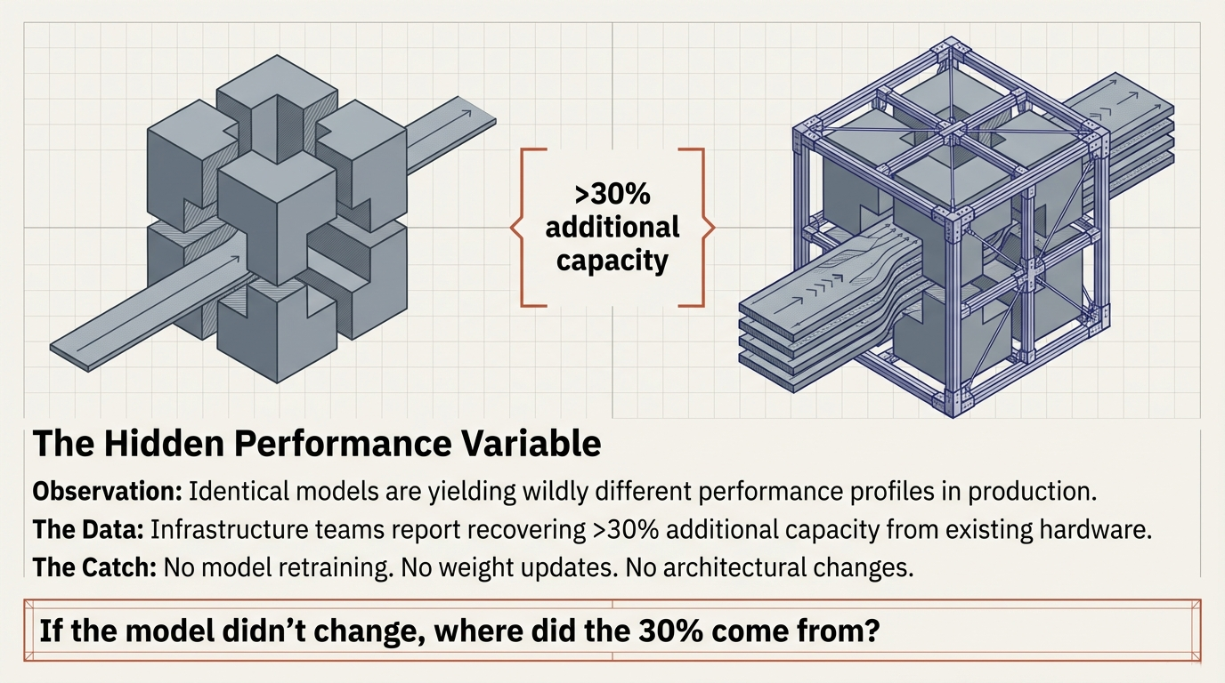 The Hidden Performance Variable &ndash; Identical models yielding wildly different performance profiles; infrastructure teams recovering more than 30 percent additional capacity without model changes