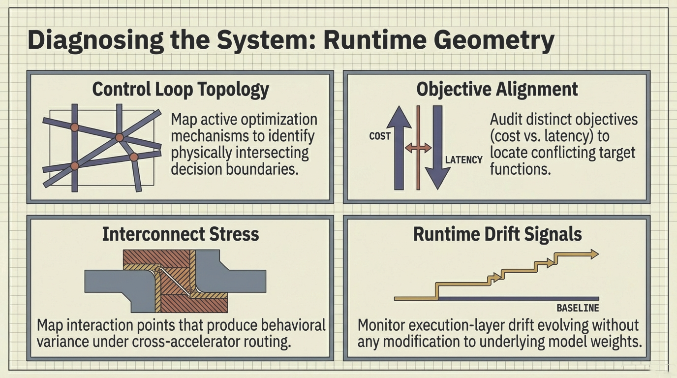 Diagnosing the System: Runtime Geometry &ndash; Control loop topology, objective alignment, interconnect stress, and runtime drift signals