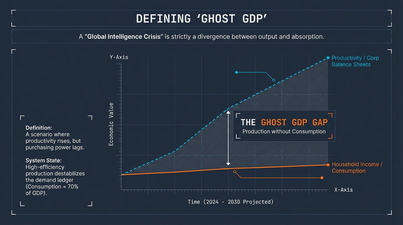 Defining Ghost GDP &ndash; A divergence between productivity/corporate balance sheets and household income/consumption, with the Ghost GDP Gap representing production without consumption