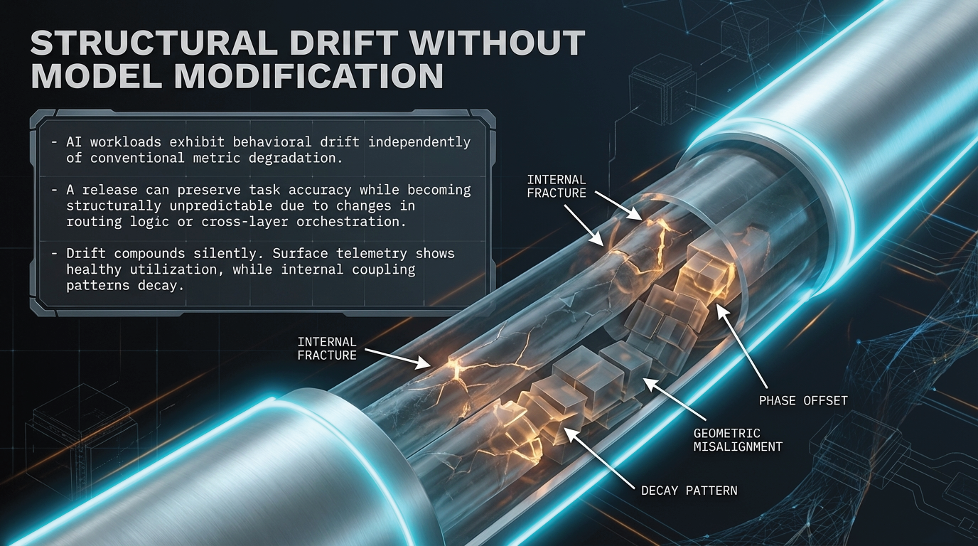 Structural Drift Without Model Modification &ndash; AI workloads exhibit behavioral drift independently of conventional metric degradation