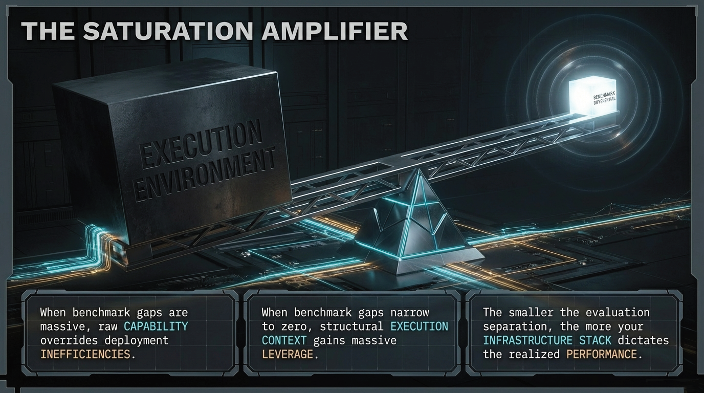 The Saturation Amplifier &ndash; When benchmark gaps narrow, execution context gains massive leverage