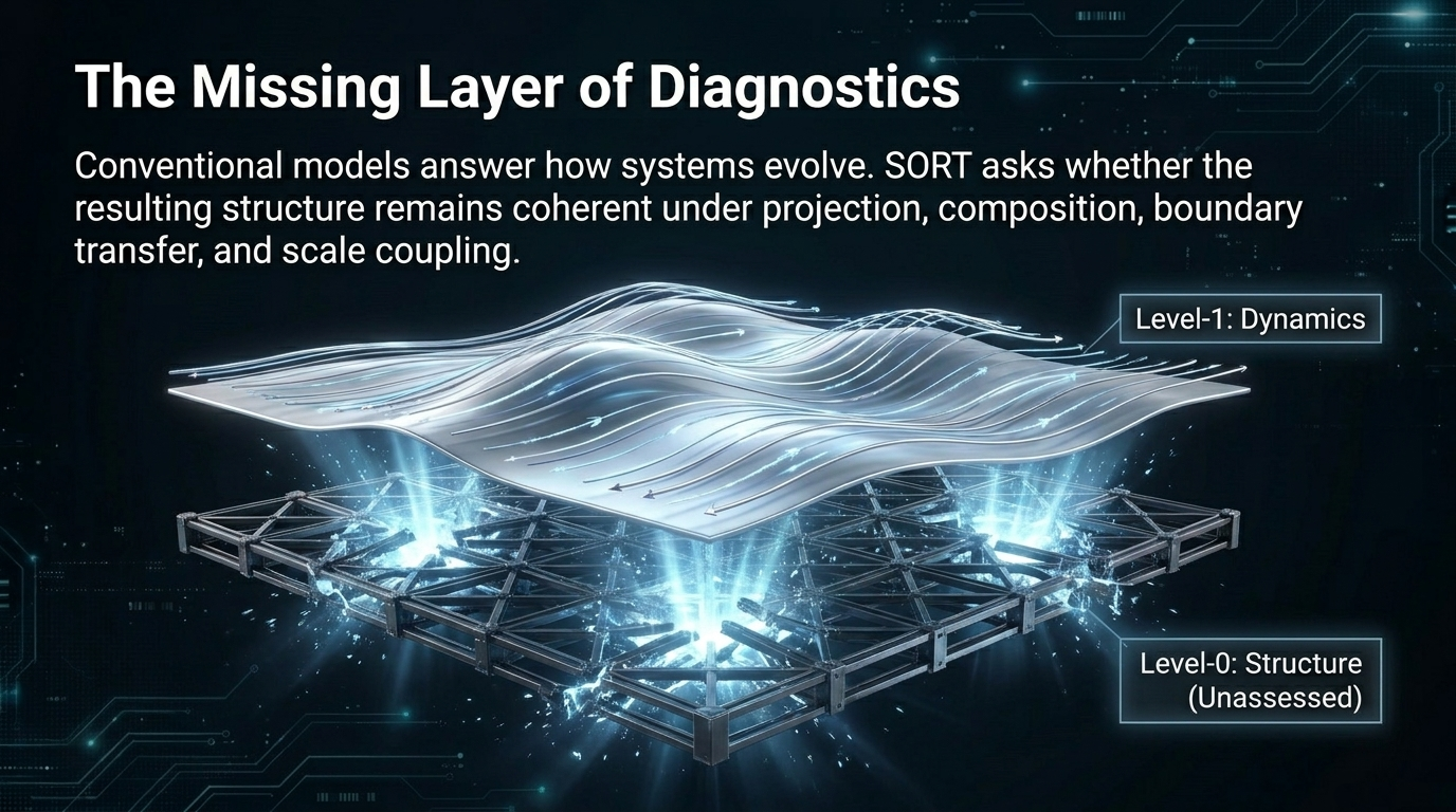 The missing layer of diagnostics: Level-1 dynamics over Level-0 structure