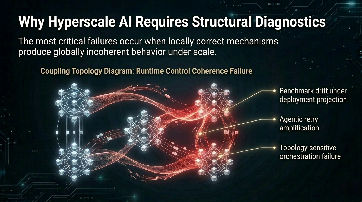 Why hyperscale AI requires structural diagnostics: coupling topology of runtime control coherence failure