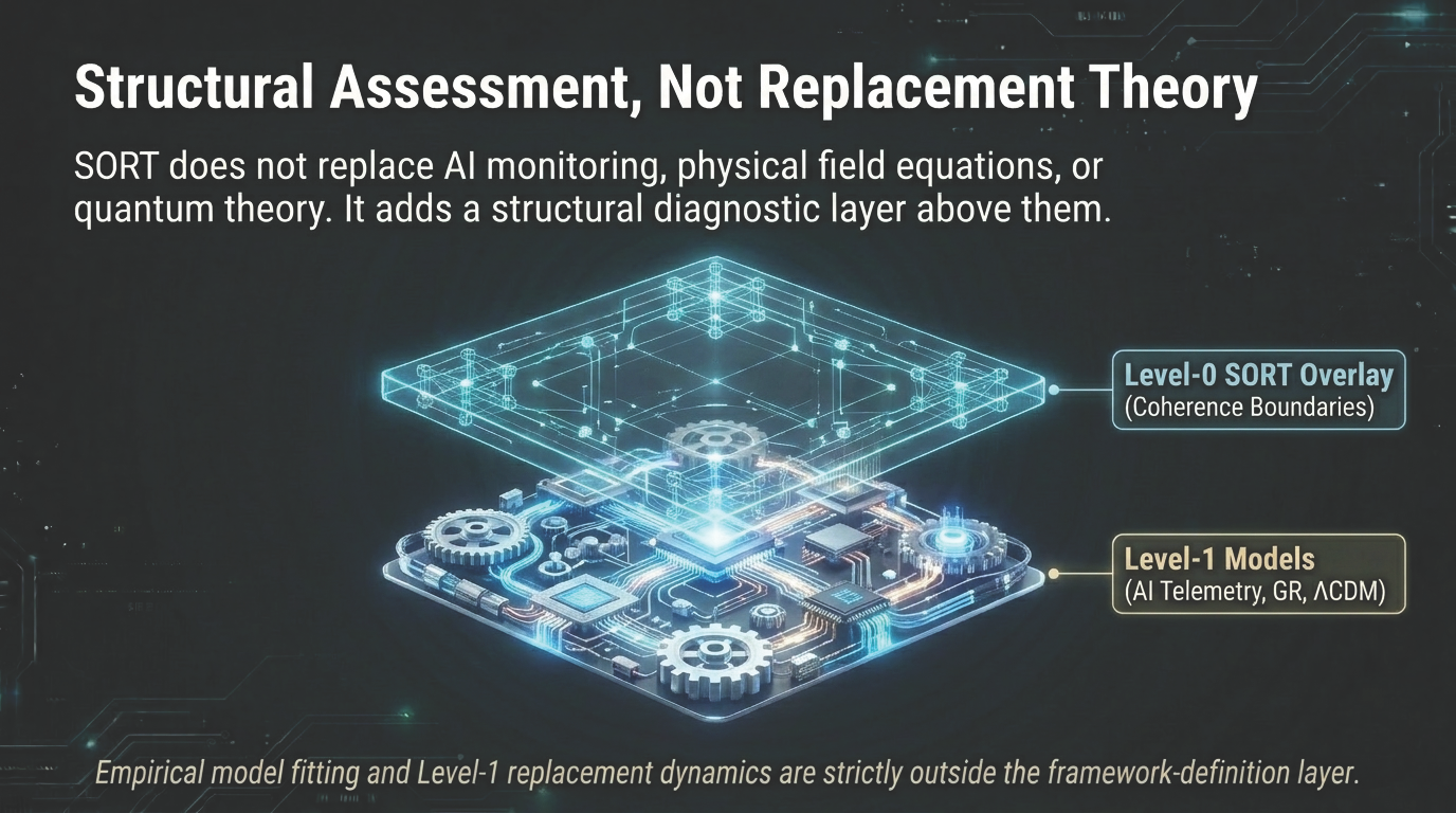 Structural assessment, not replacement theory: Level-0 SORT overlay above Level-1 models
