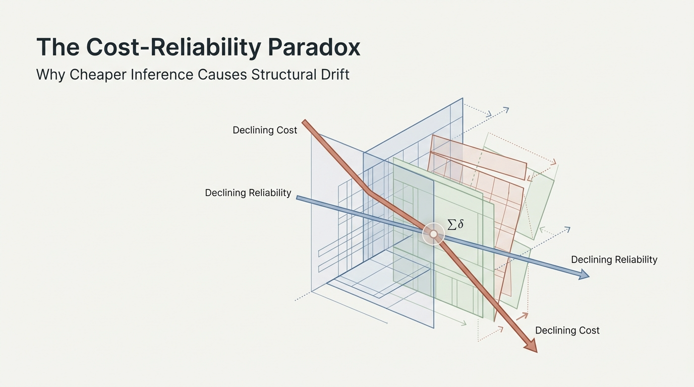 The Cost-Reliability Paradox &ndash; Why AI Systems Become Less Predictable as Inference Gets Cheaper: structural analysis of execution topology reconfiguration under cost optimization