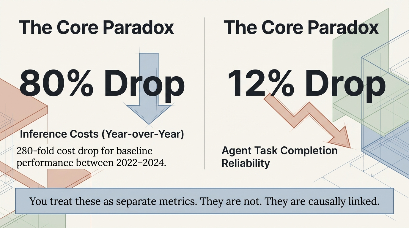 The Paradox &ndash; Systems are cheaper to run but agent workflows behave less predictably, despite unchanged model weights