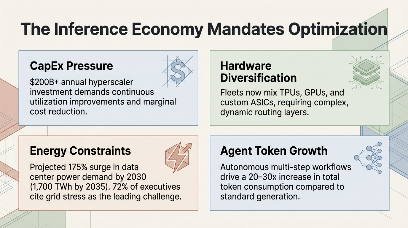 Cost Optimization as Architectural Force &ndash; Scheduling policies, hardware routing, and runtime budgets reshape the decision environment without modifying model weights